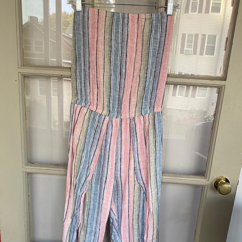 Strapless Striped Jumpsuit